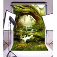 thumbnail image 2 of ABPHOTO 5x7ft Photography Backdrop Fairytale Tropical Jungles Landscape Old Tree Stream Green Grass Backdrops for Photo Shoots Lovers Party Game Adult Kids Baby, 2 of 4