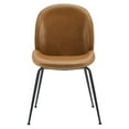 thumbnail image 4 of Modway Scoop Black Powder Coated Steel Leg Vegan Leather Dining Chairs - Set of 2 in Tan, 4 of 7