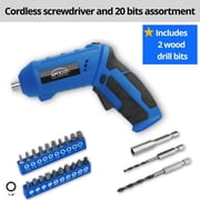 Apollo Tools Compact 81 Piece Tool Set with 3.6V Li-Ion Rechargeable USB Cordless Screwdriver - DT2020 Blue/Gray