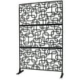 thumbnail image 2 of Outdoor & Indoor Privacy Screen Metal Privacy Screen 76" H×48" W, Freestanding Decorative Privacy Screen for Deck Balcony Patio, Privacy Fence Panels for Outside Lawn Garden PS114 BLACK, LIGHT, 2 of 9