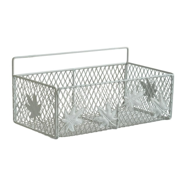 Cesta colgante para cocina, contenedor de almacenamiento, organizador de fregadero de metal, decoración sobre gabinete Blanco