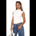 thumbnail image 2 of Tops Cortos Sin Mangas para Mujer, Camisetas Sin Mangas Fruncidas con Cuello Alto, Camisetas para Salir Y2K, Camisetas Ajustadas Lisas. S, 2 of 6