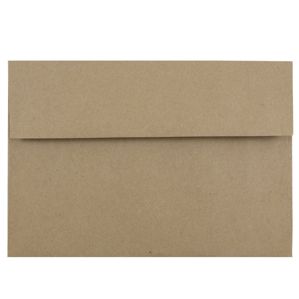JAM Paper A8 Invitation Envelopes, 1/2 x 8 1/8, Brown Kraft Paper Bag Recycled, 50/pack