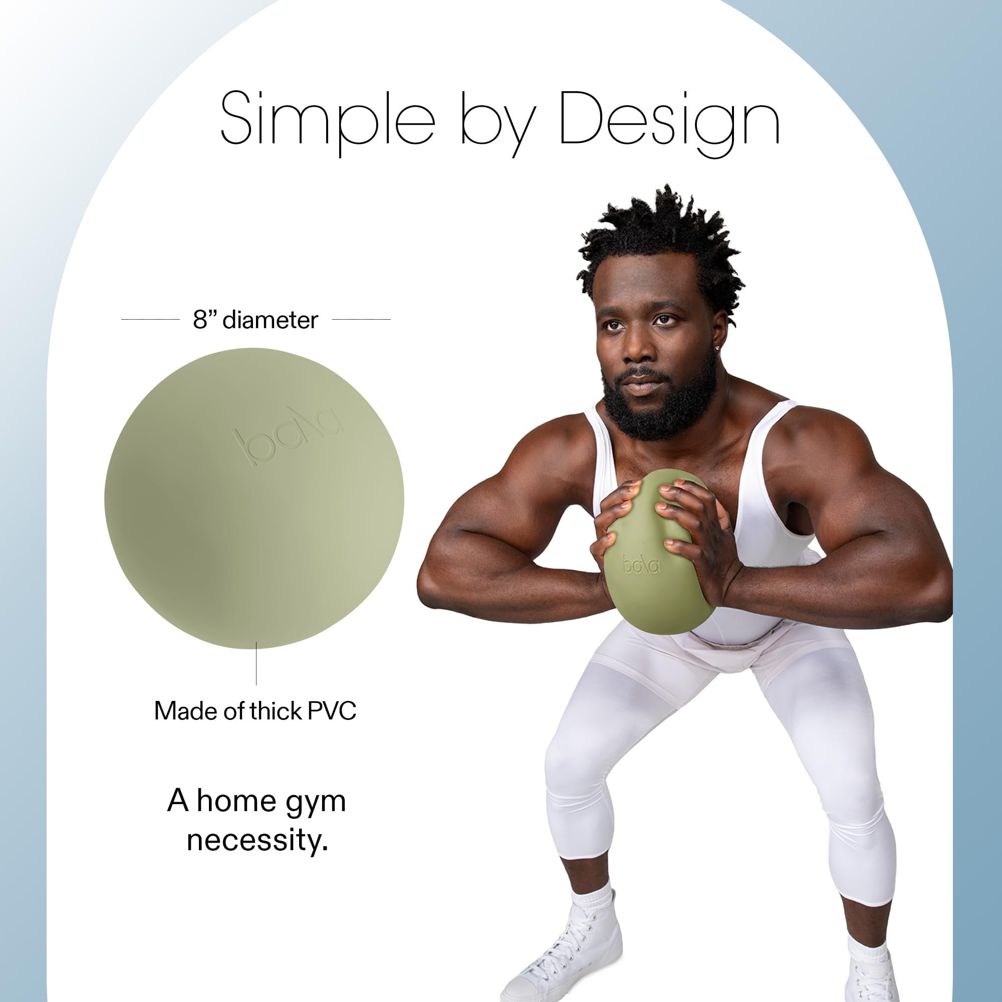 Bala Non-Weighted Exercise Ball (Sage) - 8" Yoga Ball for Barre, Stretching, & Strength Training