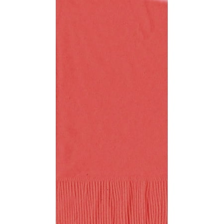 200 - (4 Pks of 50) 2 Ply Plain Solid Colors Dinner Hand Towel Napkins Paper - Coral