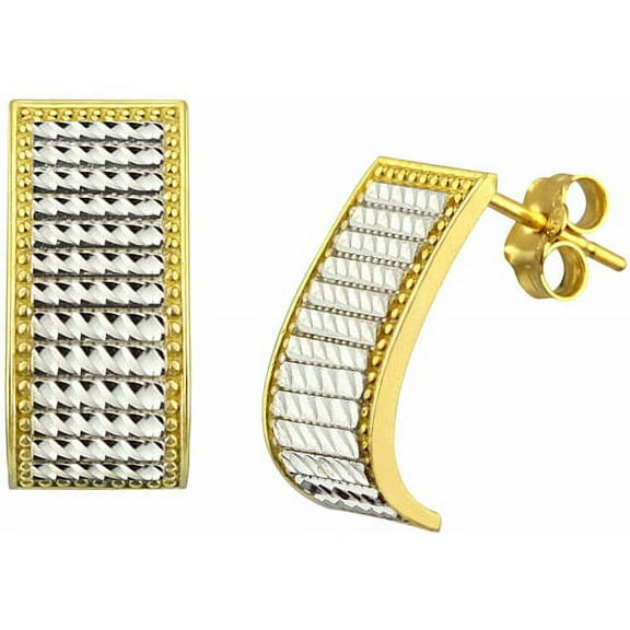 10kt Diamond-Cut J-Hoop Earrings