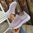 thumbnail image 3 of Espadrilles Légères en Tricot à Enfiler pour Femmes, Respirantes, Antidérapantes, Chaussures de Course, Chaussures de Tennis Décontractées à Semelle Compensée, Rouges, Taille 9,5, 3 of 6