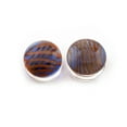 thumbnail image 1 of Pair of Ear Plugs Colorful Blue and Red Stripe design Made of Glass Double Flare, 1 of 6