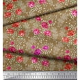 thumbnail image 2 of Soimoi Tissu en Coton Cambric Feuilles & Roses Imprimé Floral 1 Yard 42 Pouces de Large, 2 of 5