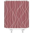 thumbnail image 3 of Burgundy Striped Shower Curtain Line Wavy Simple Modern Fashion Fabric Bathroom Decor Set with Hooks(36" WX72 H), 3 of 3