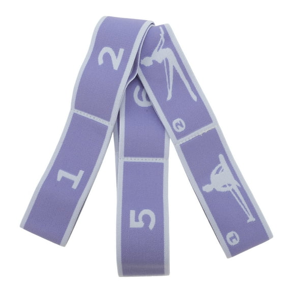 Unique Bargains 1pc Women 8 Grids Yoga Stretch Bands for Gym Stretching Exercise Nylon High Elastic Yarn Latex Yarn Purple, White