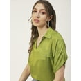 thumbnail image 2 of Moomaya Solid Short Sleeves Shirt Style Collar Top, Womens Summer Pullover Tunic, 2 of 8