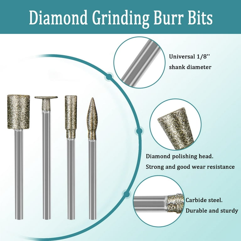 20pcs Dremel Diamond Burr Glass Drill Bits Engraving Rotary Tool Set