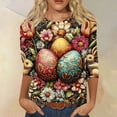 thumbnail image 2 of Womens Easter Shirts 3/4 Sleeve Eggs Graphic Print Funny Tops Womens Bunny Casual Summer Cute Tees L, 2 of 6