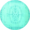 thumbnail image 1 of Ahgly Company Indoor Round Persian Turquoise Blue Traditional Area Rugs, 5' Round, 1 of 4