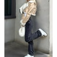 thumbnail image 5 of Female Leather Jacket Faux Fur Moto Jacket Winter Trench Coat Cropped Shearling Jacket Beige M, 5 of 10