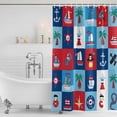 thumbnail image 2 of Red Blue Plaid Coastal Shower Curtain Set - Standard 72" x 72" Washable Bathtub Curtain with 12 Hooks, Nautical Summer Beach Ship Waterproof Fabric Stall Shower Curtains for Bathroom/Bathtub Décor, 2 of 6