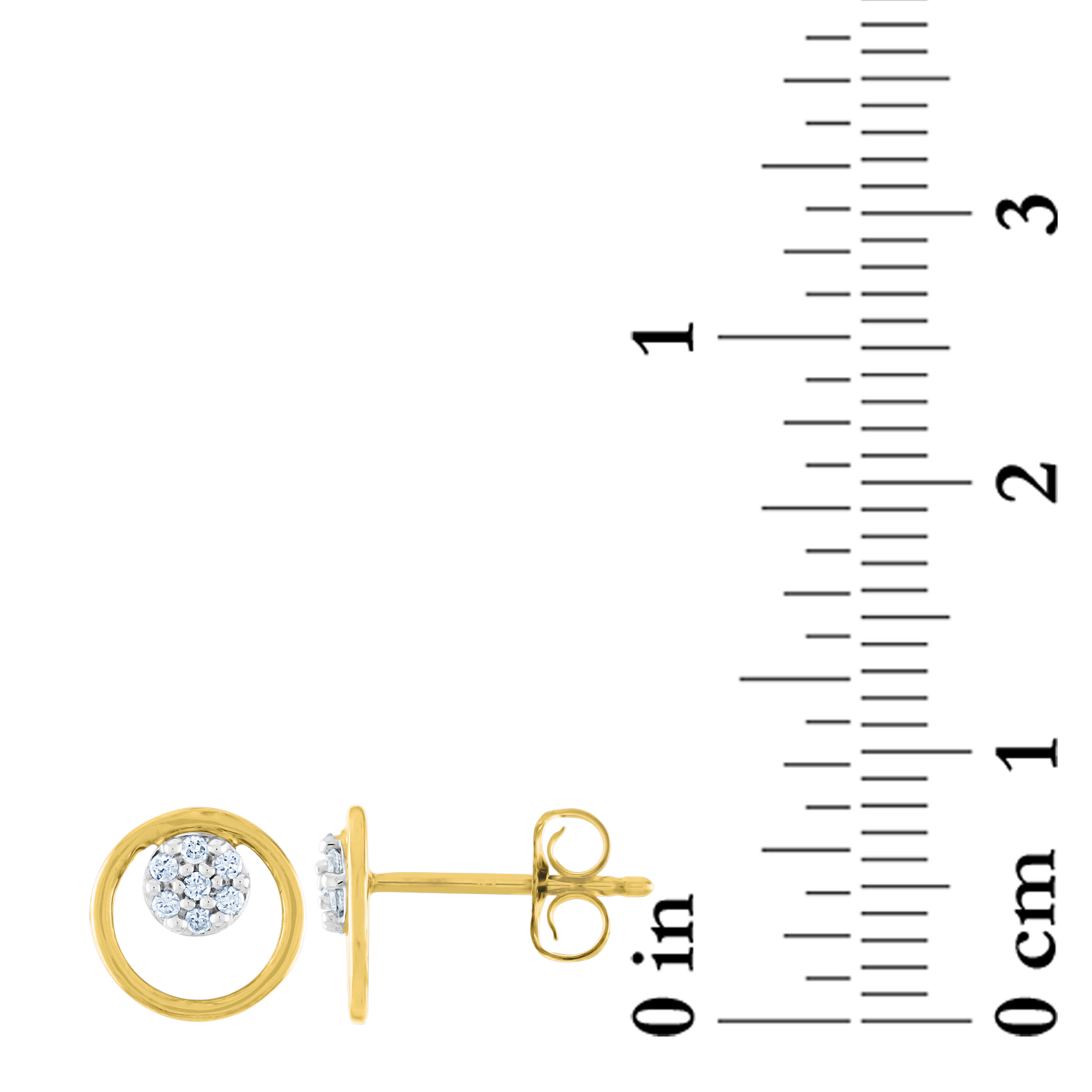Gemspirations Diamond Accent Circle Cluster Earrings Sterling Silver 14K Yellow Gold Plated