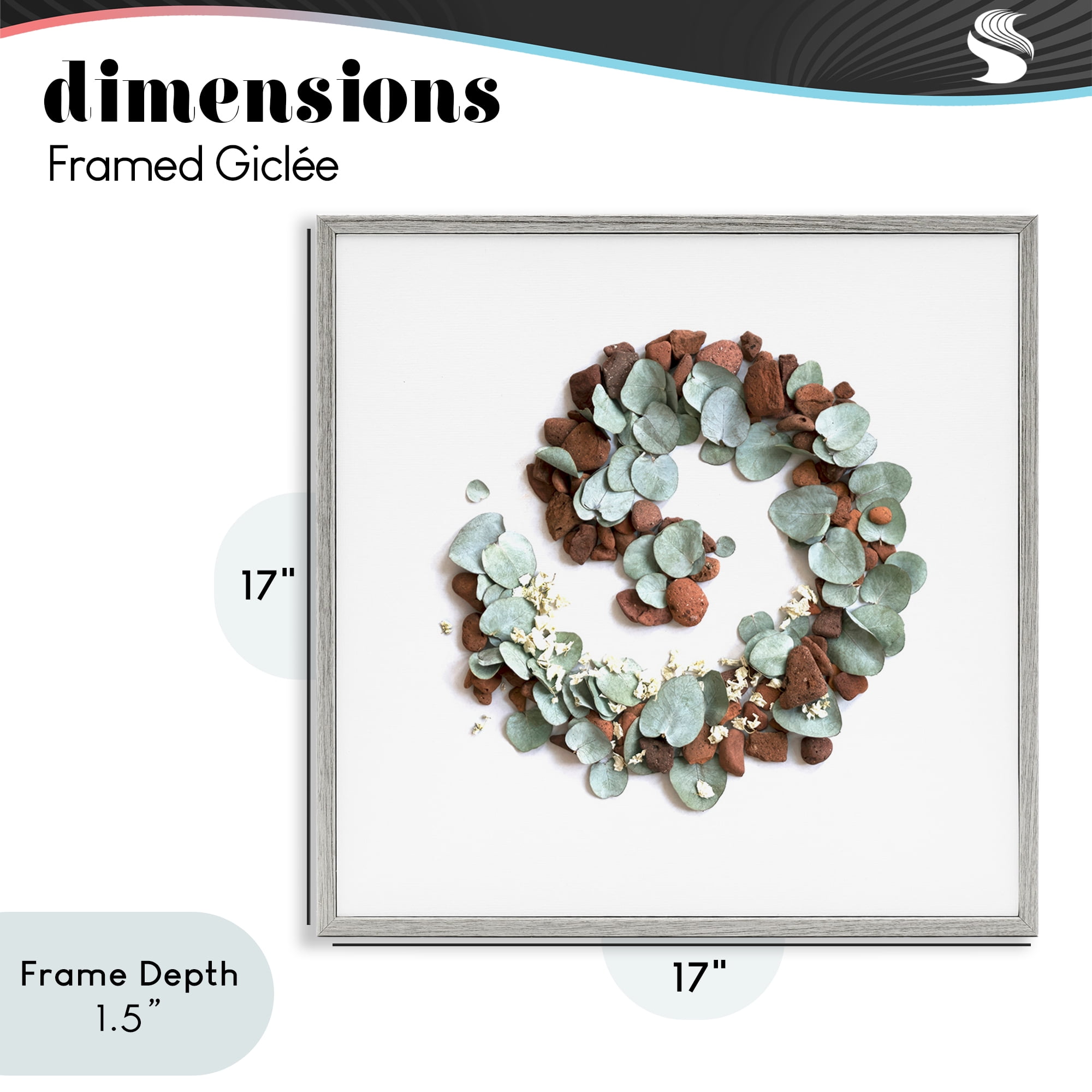 Stupell Industries Eucalyptus & Pebbles Spiral Gray Framed Giclee Art, design by Beth Adoette