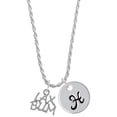 thumbnail image 1 of Delight Jewelry Silvertone LAX BUM Silvertone Script Initial Disc - H - Charm Necklace, 20"+3", 1 of 4