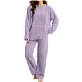 thumbnail image 2 of Sentuca Womens Pajamas Fuzzy Winter Warm Pullover and Pants Fleece Loungewear Soft 2 Piece Sleepwear Sets Purple, 2 of 8