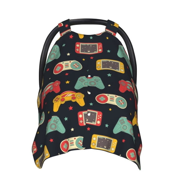 Car Seat Cover Baby - Retro Video Game Breathable Infant Car Seat Cover for Baby Carseat, Lightweight Comfort Baby Essentials Must Haves Newborn Stuff for Girl Boy