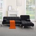 thumbnail image 4 of Gewnee 78.35”L-Shaped Velvet Reversible Sectional Sleeper Sofa,Futon Sofa with Adjustable Split Back & Chaise,Couch for Home,Office and Guest Room.Black, 4 of 14