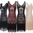 thumbnail image 1 of Vestido vintage de los años 20 con borlas y lentejuelas, vestido con borlas y cuentas, vestido para fiesta y cena, 1 of 2