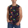 thumbnail image 2 of Lsque Rainbow Jellyfishes Print Men's Cotton Blend Sleeveless Muscle Shirts (S-3XL)- Moisture Wicking, Odor Protection, UPF 30+,Large, 2 of 8
