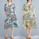 thumbnail image 3 of Vestido suelto de mujer Vestido bohemio con estampado floral con bolsillos Manga corta Cuello r MABOTO Vestido, 3 of 7