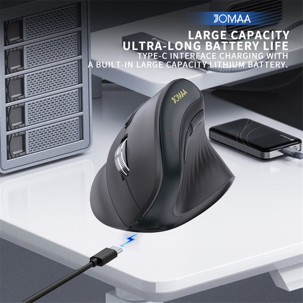 JOMAA RGB Backlit Wireless Vertical Mouse Bluetooth 5.0 2.4G Ergonomic 4000DPI 6 Mute Buttons for MacBook Tablet Laptops