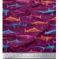 thumbnail image 1 of Soimoi Polyester Crepe Fabric Bubbles & Fish Ocean Print Sewing Fabric Yard 42 Inch Wide, 1 of 2