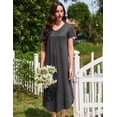 thumbnail image 5 of Ekouaer 3 Pack Long Nightgowns for Women Plus Size House Dress Short Sleeve Night Gown V Neck Casual Nightshirt, 5 of 6