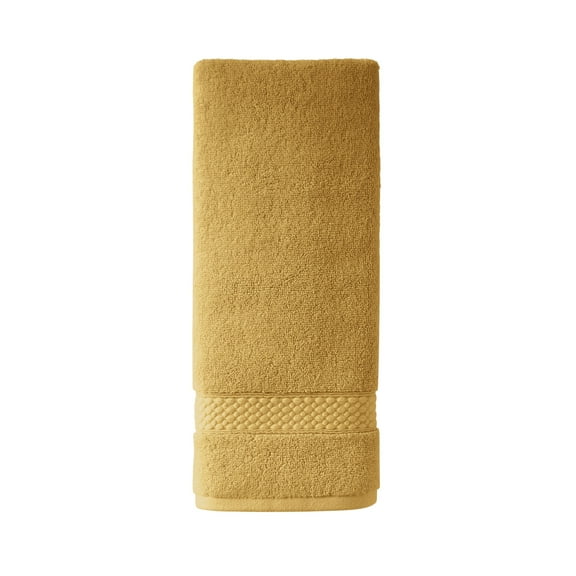 Beautiful by Drew Barrymore Dobby Hand Towel, Soft 100% Cotton, Amber Yellow