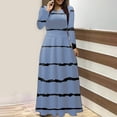 thumbnail image 2 of gakvbuo Plus Size Maxi Dress For Women Long Sleeve Fall Dress Es Casual Color Block Crew Neck Patchwork Long Dress Es, 2 of 6