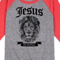 thumbnail image 3 of Instant Message - Jesus Is King Lion - Toddler & Youth Raglan Graphic T-Shirt, 3 of 7
