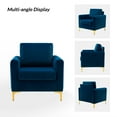 thumbnail image 6 of Velvet Upholstered Club Accent Chair Lounge Armchair Single Sofa Removable Backrest Golden Legs Home Living Room Bedroom Blue, 6 of 6