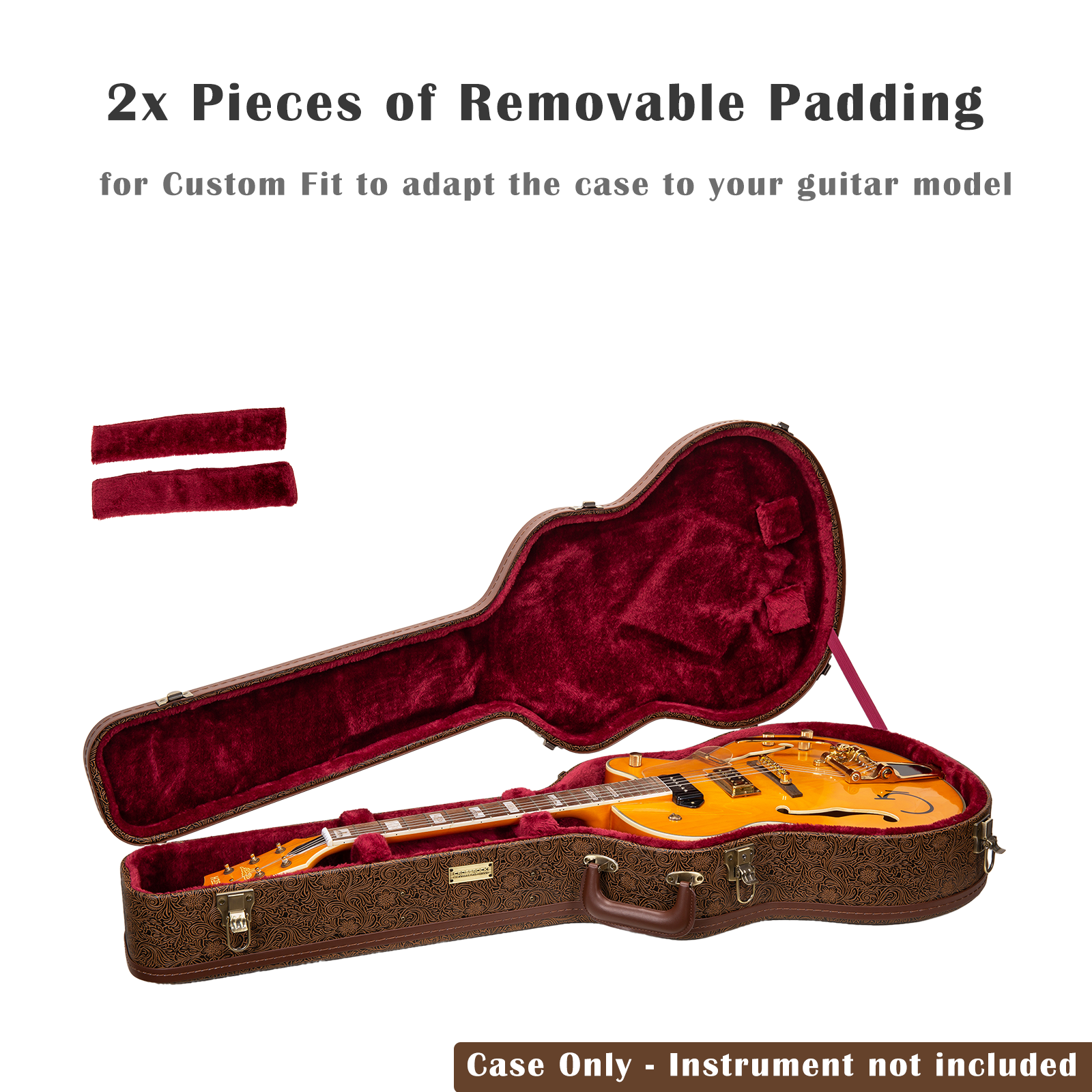 Crossrock Guitar Case for 16" Archtop/Hollow Body/Jazz Electric Guitars - Fits Gretsch Electromatic, Ibanez, Epiphone, Gibson ES Series -Blossom Brown (CRW530JA16BQ)