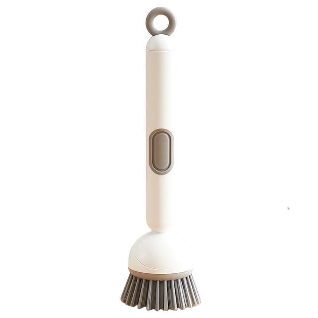 Adjustable Cleaning Brush With Liquid Dispenser Extendable Handle Refillable PET Scrub Head Smooth Soap Dispensing Non Scratch Ideal For Kitchen Cookware Cleaning Tool