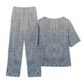 thumbnail image 4 of Linen&nbsp;Set&nbsp;for&nbsp;Women&nbsp;Summer,Womens Plus Size 2 Piece Boho Outfits Floral Print Cotton Linen Sets Casual Half Sleeve Top Wide Leg Pants, 4 of 4