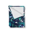 thumbnail image 2 of Contemporary Soft Flannel Fleece Throw Blanket, Artisan Grunge Murky Abstract Shapes Paintbrush Futuristic, Cozy Plush for Indoor and Outdoor Use, 50" x 60", Indigo Dark Teal, by Ambesonne, 2 of 6