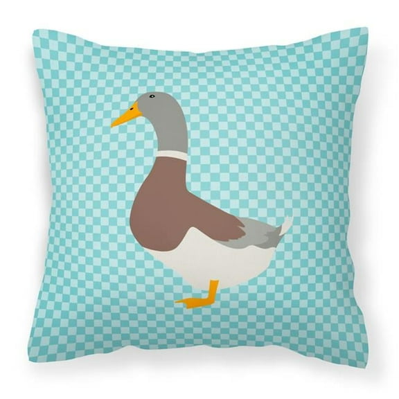Carolines Treasures BB8037PW1414 Saxony Sachsenente Duck Blue Check Fabric Decorative Pillow, 14 x 14 in.