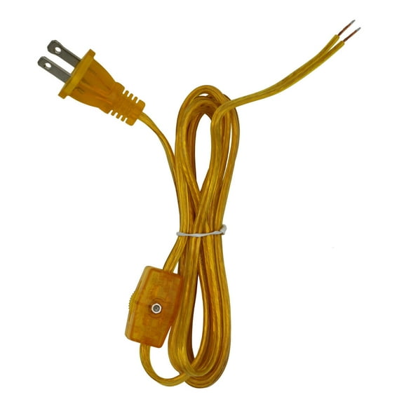 Lamp Cord With Rotary Switch, Polarized Plug, Stripped Ends Ready for Wiring