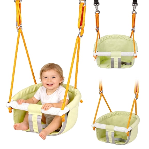 Chuvikid Toddler Swing,Heavy Duty Rope Anti-Slip Swing Seat Suitable for Indoor & Outdoor,Birthday Gifts for 1-8 Year Old
