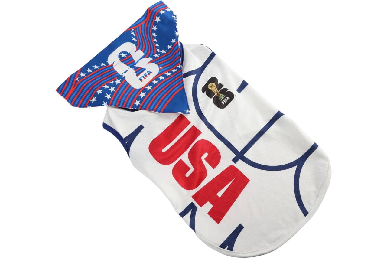 FIFA World Cup 2026 Team USA Pet Soccer Jersey and Bandana for Cats & Dogs, 2 Pack, Large