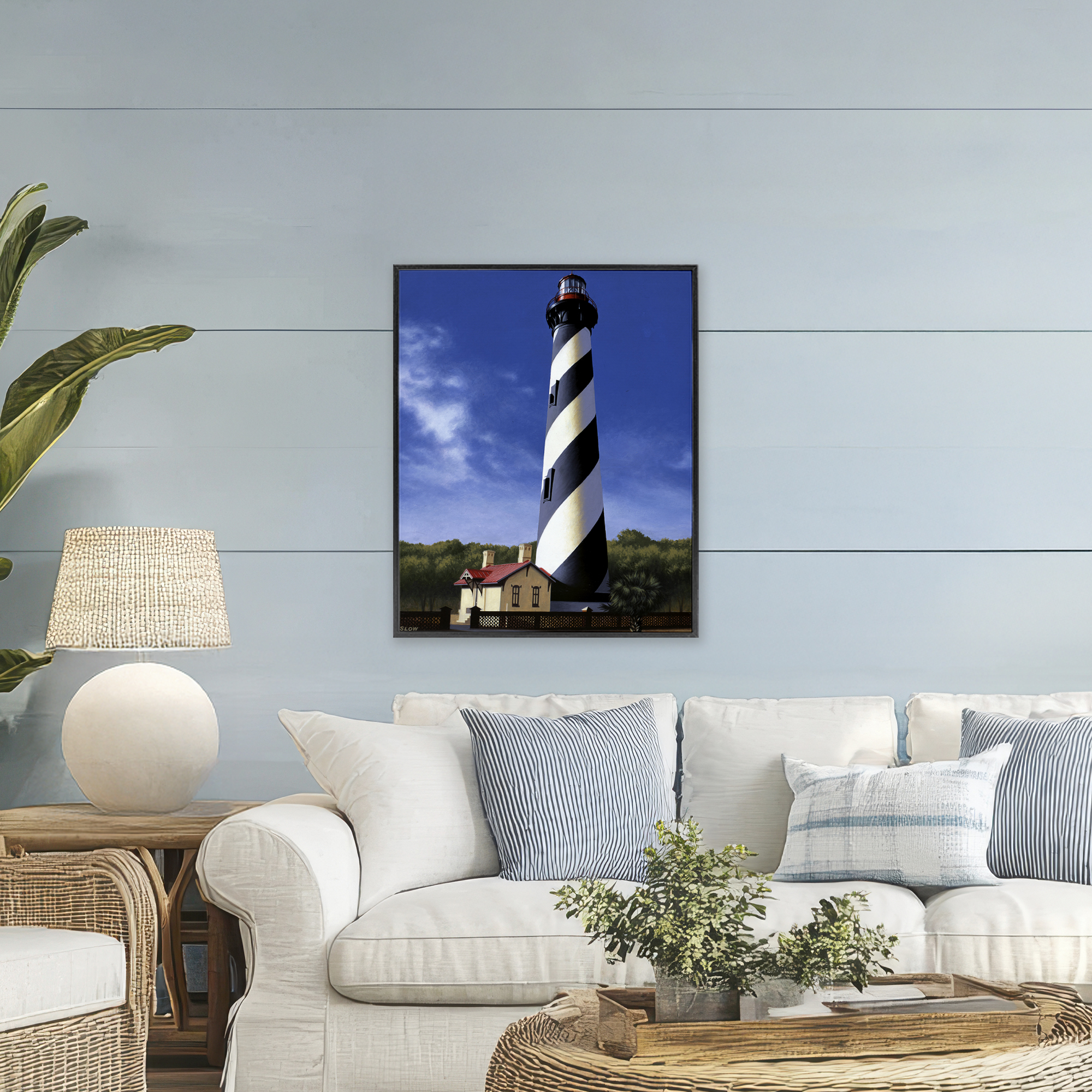 St. Augustine Lighthouse Black Framed Giclee Art, design by Wind River Studios