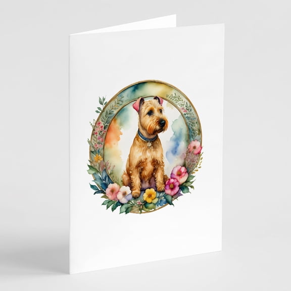 Lakeland Terrier and Flowers Greeting Cards and Envelopes Pack of 8 7 in x 5 in