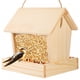 thumbnail image 4 of Fiudx Ofertas flash Artículos en oferta Comedero de madera para pájaros, guía para pájaros al aire libre, suspendido, a prueba de lluvia, alimentador automático de madera para exteriores, balcón, Vil, 4 of 6