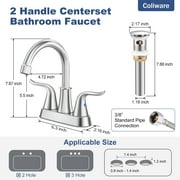 Coliware 2-Handle Centerset Bathroom Sink Faucets, Lead-Free Stainless Steel Bathroom Faucet Monomando Brush Nickel with Pop-Up Drain 2 Water Supply Hoses for 3 Hole Sink, Close Faucet Bathroom Set