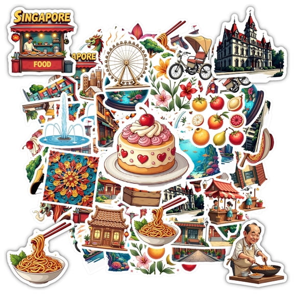 35pcs-50pcs Cultural Stickers Animal City Stickers Landmark Decals for Suitcase Fridge Phone
